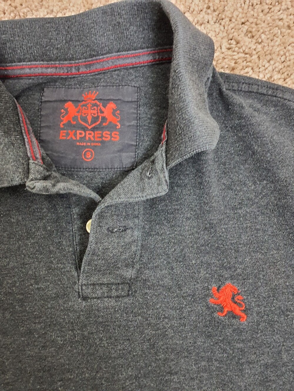 Express T-Shirt Men's Size Small Collared Short Sleeve Color Black Buttons - Picture 2 of 7